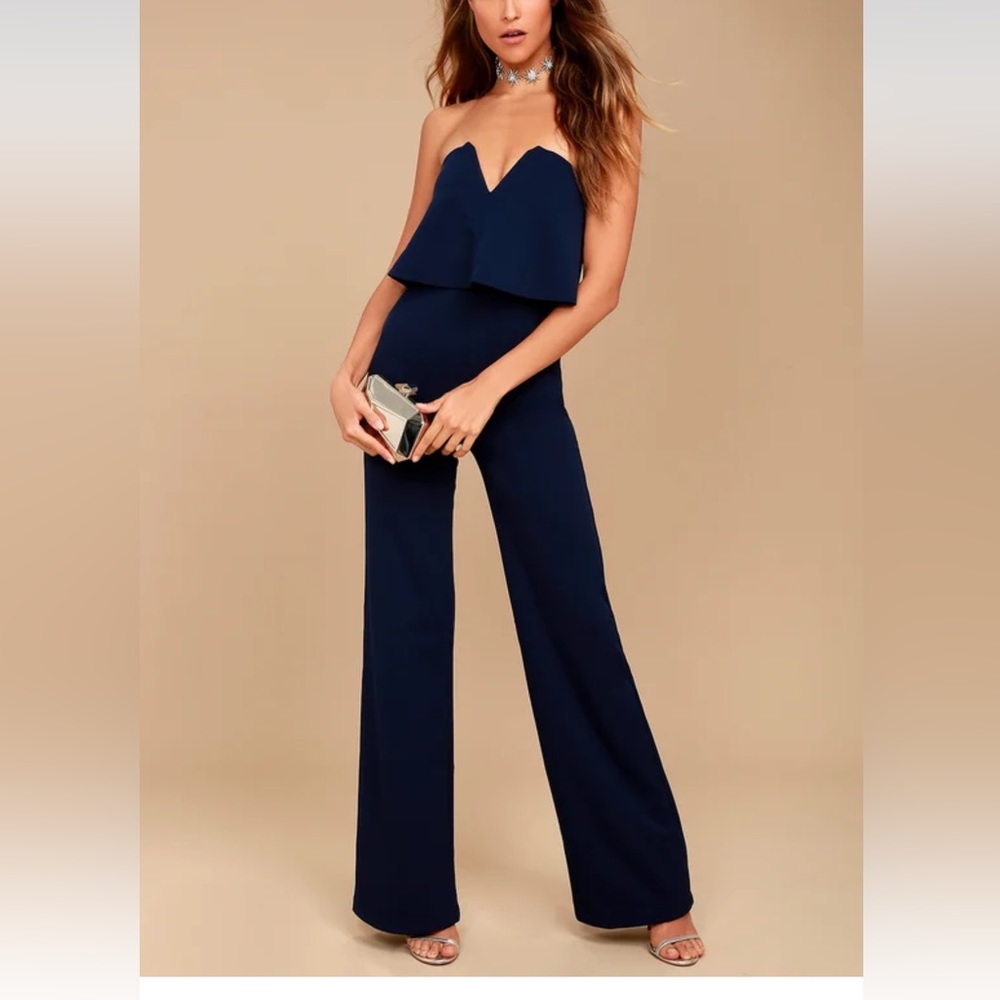 Power of Love Navy Blue Strapless Jumpsuit